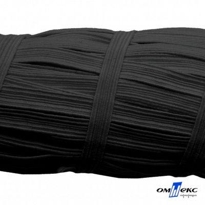 Резиновые нити с текстильным покрытием, шир. 6 мм (55 м/уп), цв.-черный - купить в Ярославле. Цена: 210.75 руб.