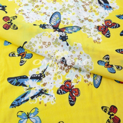 Плательная ткань "Софи" 7.2, 75 гр/м2, шир.150 см, принт бабочки - купить в Ярославле. Цена 241.49 руб.