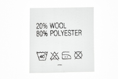 Состав и уход 20% wool 80% poliester - купить в Ярославле. Цена: 64.21 руб.