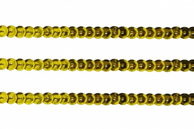 Пайетки "ОмТекс" на нитях, SILVER-BASE, 6 мм С / упак.73+/-1м, цв. А-1 - т.золото - купить в Ярославле. Цена: 468.37 руб.