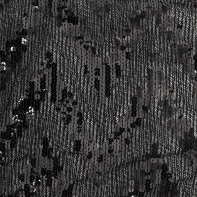Трикотажное полотно с пайетками, шир.130 см, #311-бахрома чёрная - купить в Ярославле. Цена 1 183.35 руб.