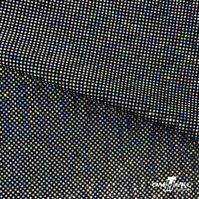 Трикотажное полотно голограмма, шир.140 см, #601-хамелеон чёрный - купить в Ярославле. Цена 452.76 руб.