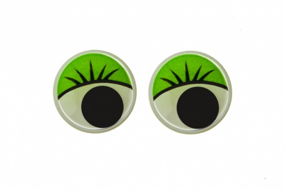 Глазки для игрушек, круглые, с бегающими зрачками, 15 мм/упак.50+/-2 шт, цв. -зеленый - купить в Ярославле. Цена: 113.01 руб.