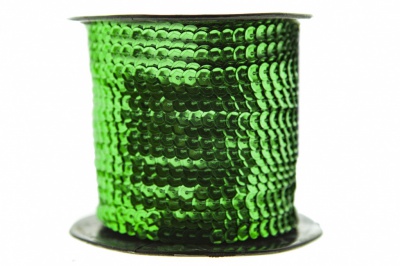 Пайетки "ОмТекс" на нитях, SILVER-BASE, 6 мм С / упак.73+/-1м, цв. 4 - зеленый - купить в Ярославле. Цена: 484.77 руб.