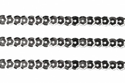Пайетки "ОмТекс" на нитях, SILVER-BASE, 6 мм С / упак.73+/-1м, цв. 1 - серебро - купить в Ярославле. Цена: 468.37 руб.