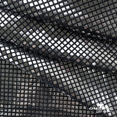 Трикотажное полотно голограмма, шир.140 см, #603 -черный/серебро - купить в Ярославле. Цена 771.75 руб.