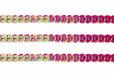 Пайетки "ОмТекс" на нитях, CREAM, 6 мм С / упак.73+/-1м, цв. 89 - розовый - купить в Ярославле. Цена: 468.37 руб.